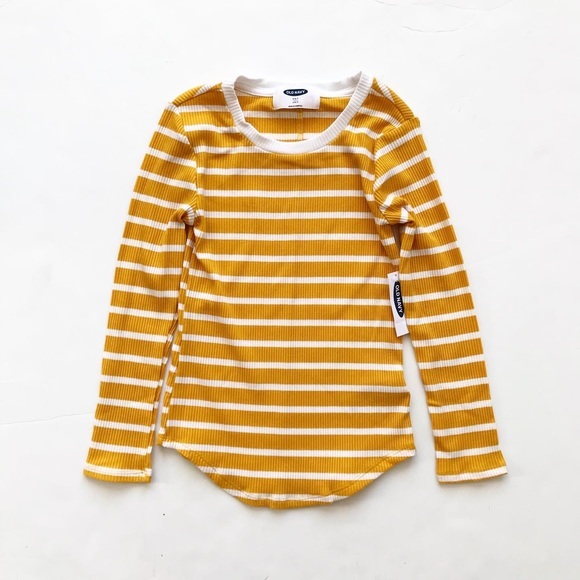 Old Navy Other - Old Navy NWT yellow stripe ribbed LS top S(6/7)